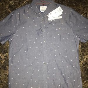 Men’s L Denim & Flower short sleeve collar shirt
